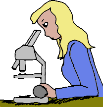 woman looking in microscope