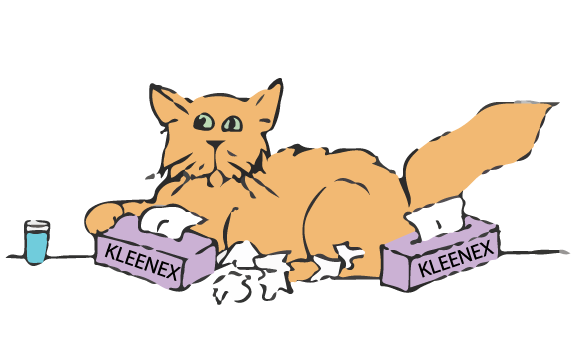 Cat with kleenex Boxes clip art