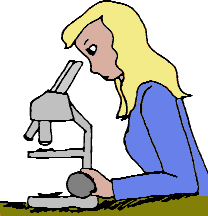 GIF cartoon looking into microscope